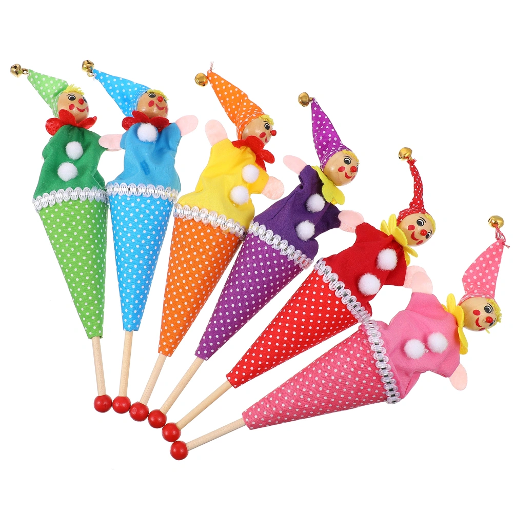 Toyvian 6pcs Retractable Clown Stick Doll Toy Novelty Toy Plush Hand Puppets Parent Children Toy