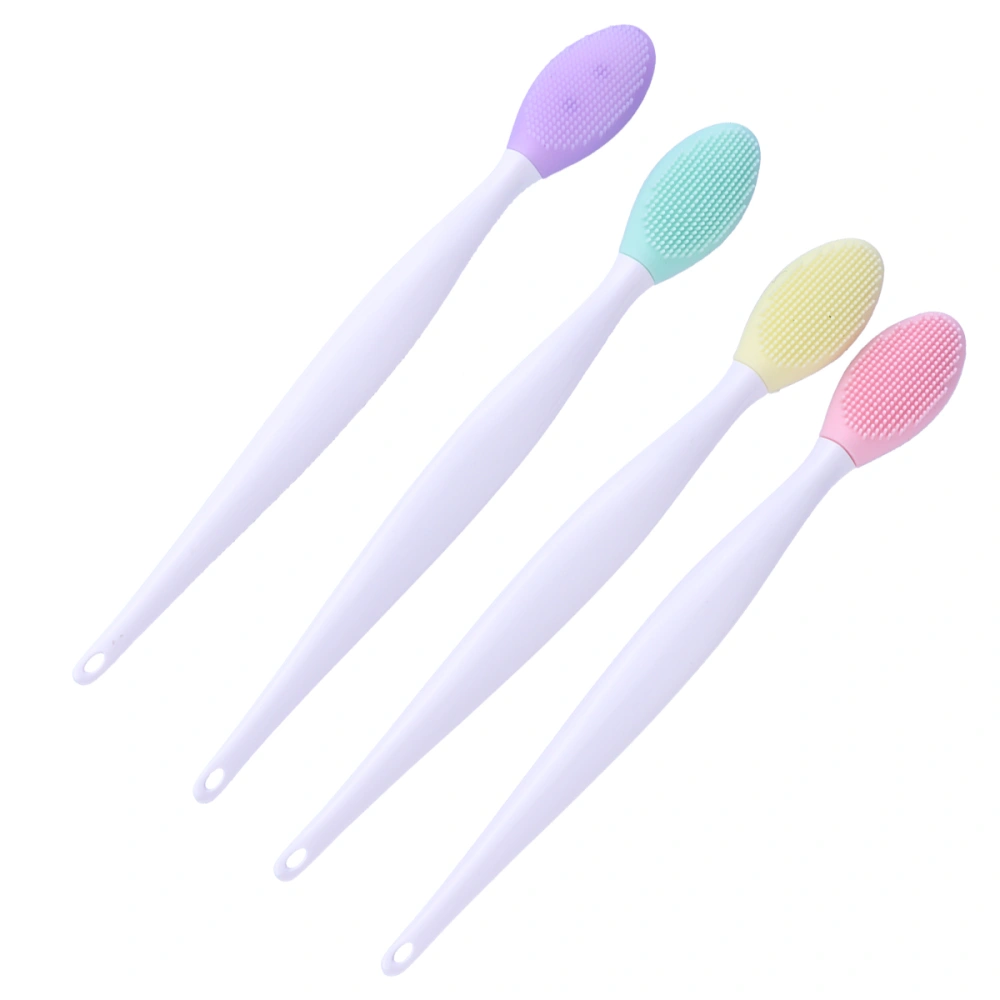 4Pcs Pet Dog Silicone Toothbrush Finger Brushes Two-sided Dental Hygiene Brushes for Dogs Cats (Pink Green Yellow Purple)