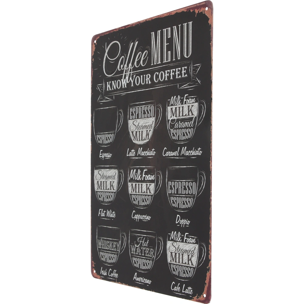 Coffee Menu Know Your Coffee Tin Sign Wall Retro Metal Bar Pub Poster