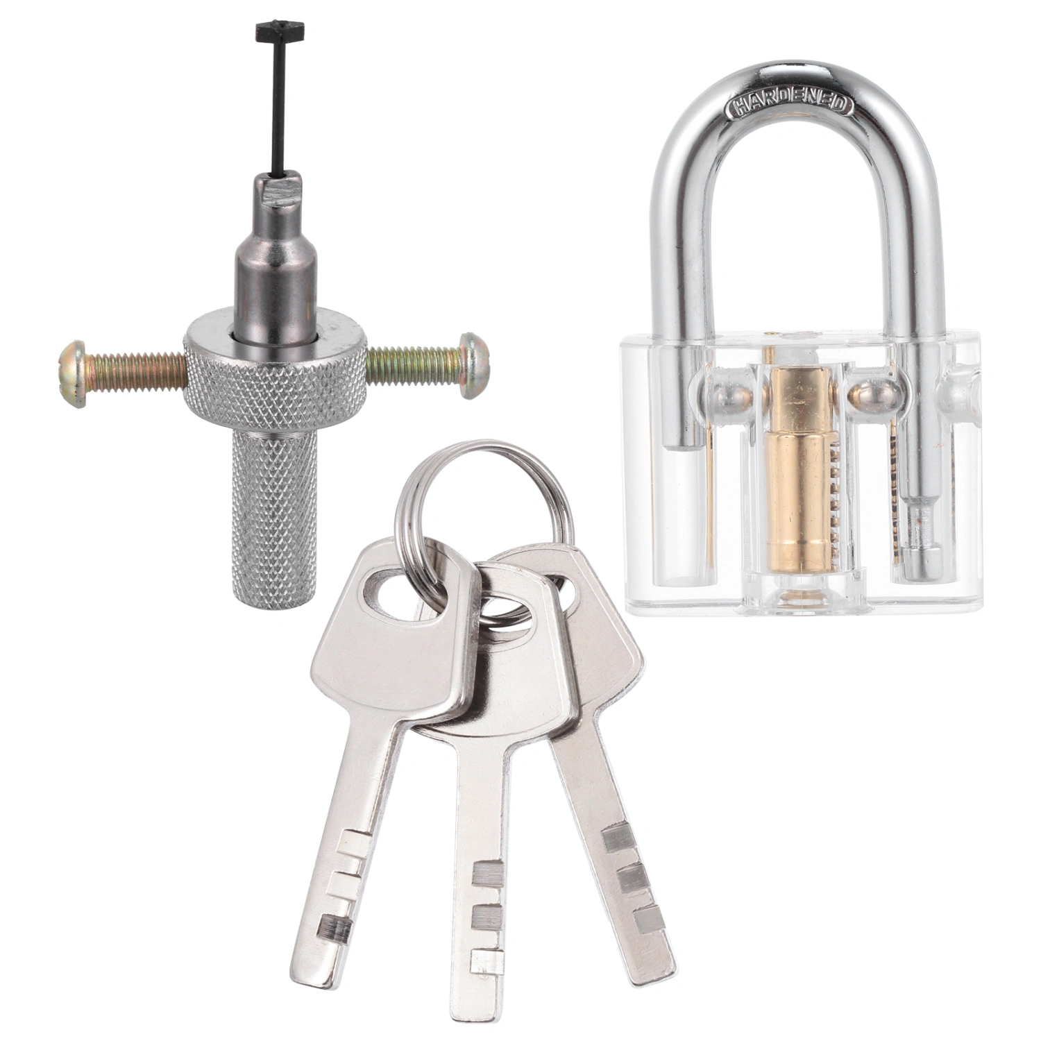 1 Set Transparent Blades Padlock with Disc Detainer Lock Pick Tools with 3 Keys