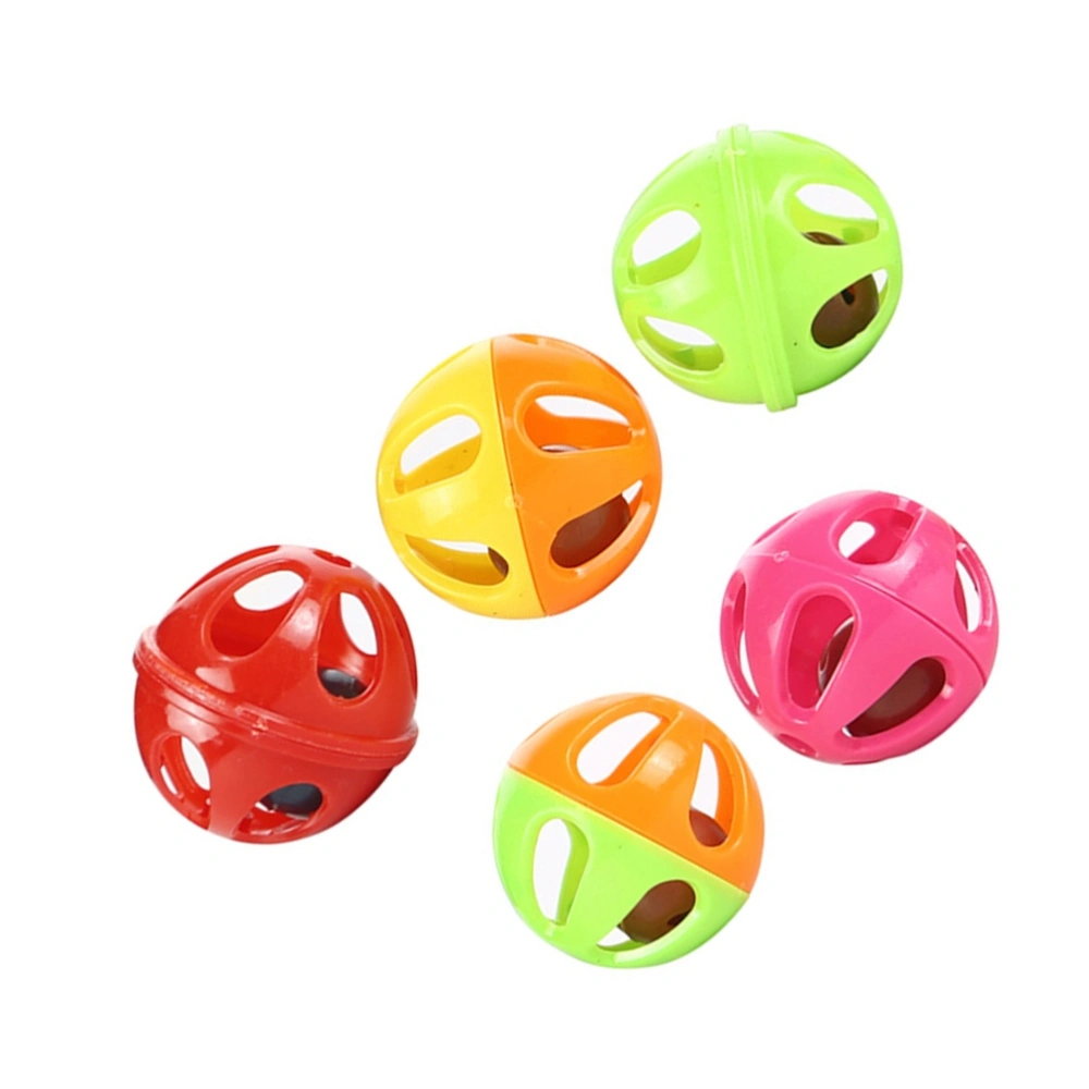 10pcs Bell Toys for Cats Colorful Plastic Hollow Two-Tone Jingle Bell Pounce Chase Rattle Ball Toys (Random Color)