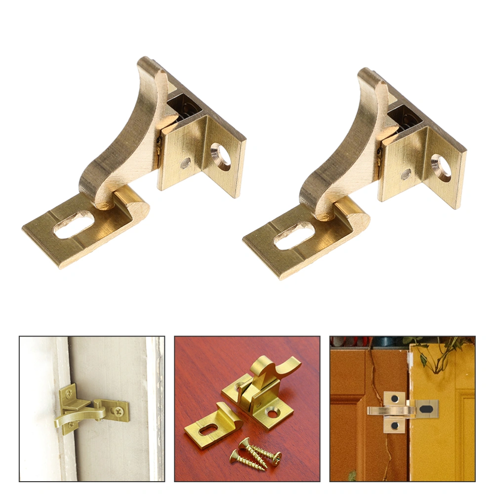 2 Sets Heavy Duty Elbow Latches Brass Cabinet Door Latches with Mounting Screws