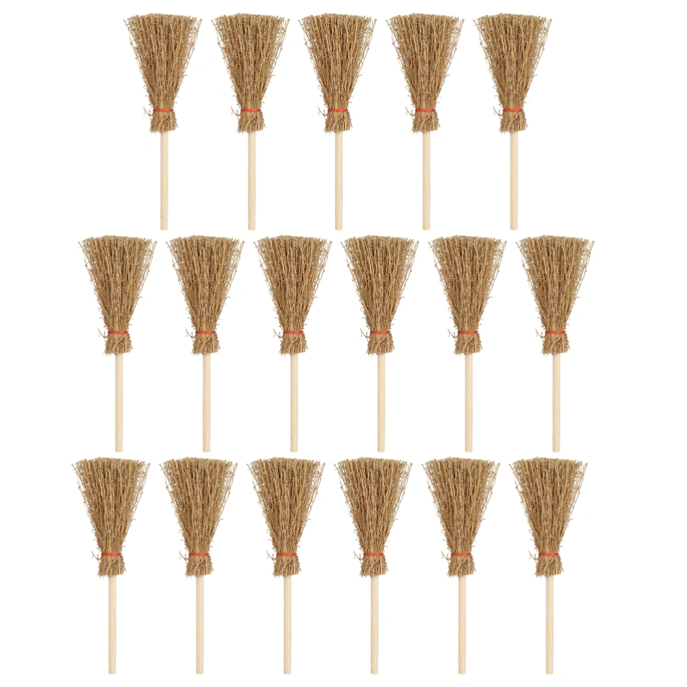 25Pcs Doll House Brooms Micro Landscape Decor Miniature Brooms Mini Broom Ornaments