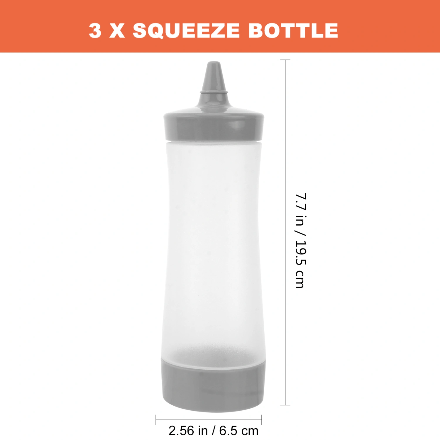 3PCS Plastic Squeeze Condiment Bottles Squirt Sauce Dispensers BBQ Accessories for Ketchup Mustard Jam (Grey)