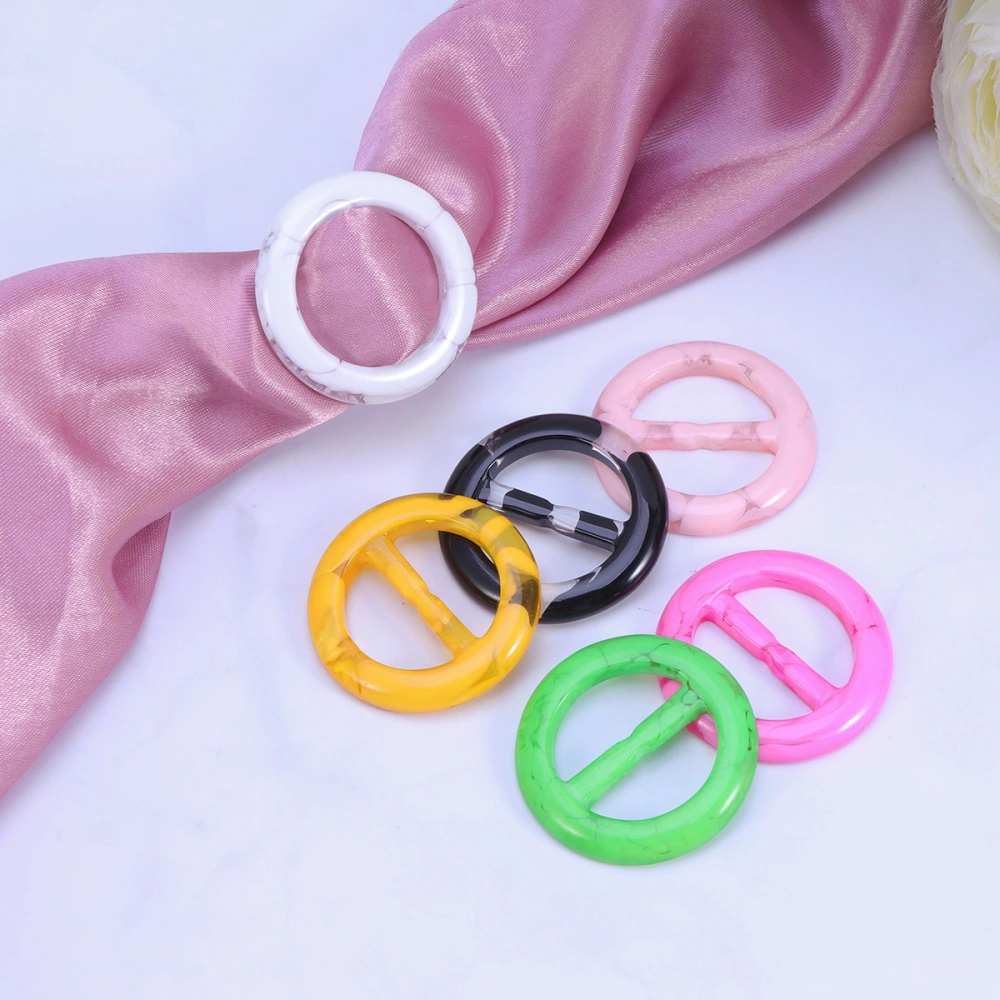 6 Pcs Elegant T-shirt Clips Fashion Round Scarf Clip Rings Decoration Clothing Corner Knotted Buckles for Summer Costume (Mixed Pattern)