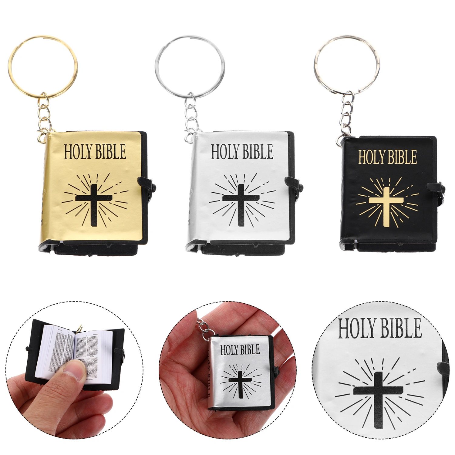 6 Pcs Keychain Pendant Bible Keyring Pendant Keychain Ornament Mini Pendant