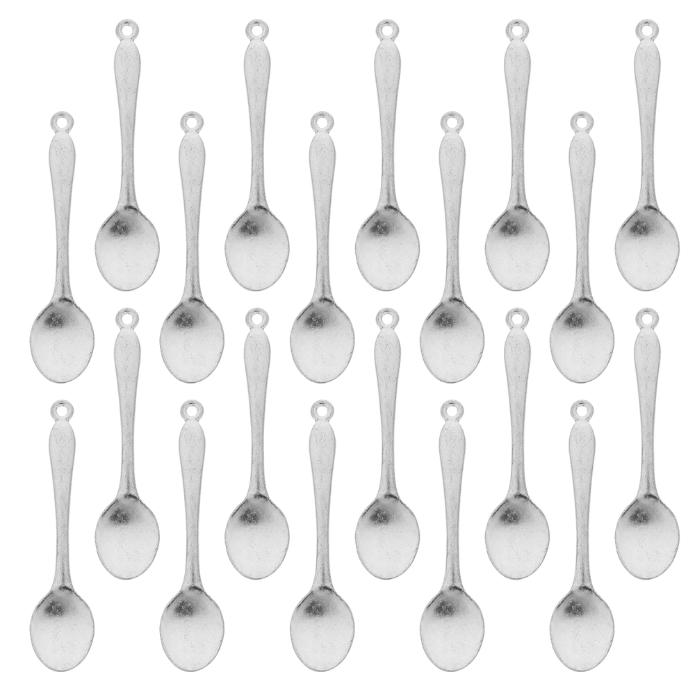 20pcs Delicate Retro Alloy Spoon Pendants Attractive Charming Decoration Gift