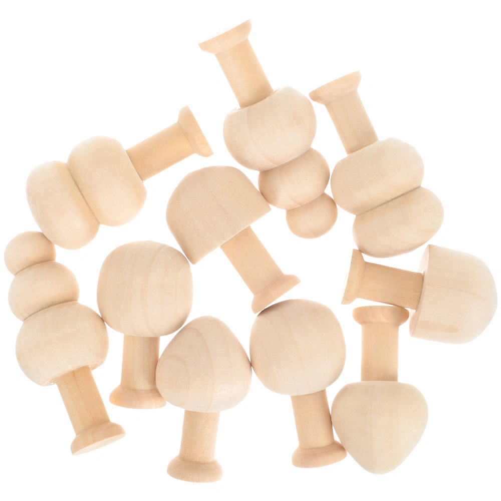 10pcs Wooden Mushroom Assorted Unfinished Mushroom Wooden Mushroom Model