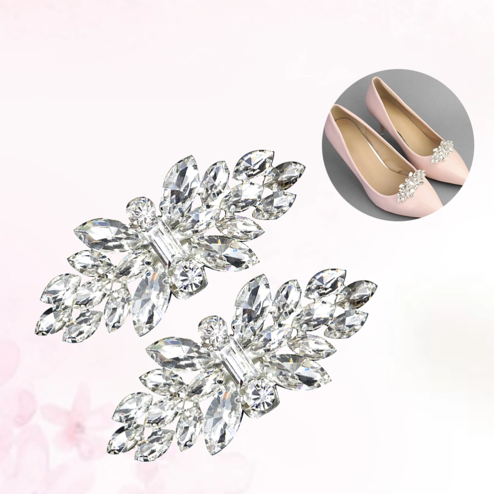 Fashion Crystal Shoe Buckle Rhinestone Shoe Clip Silver DIY Shoe Decor Accessories for Wedding Bride Women