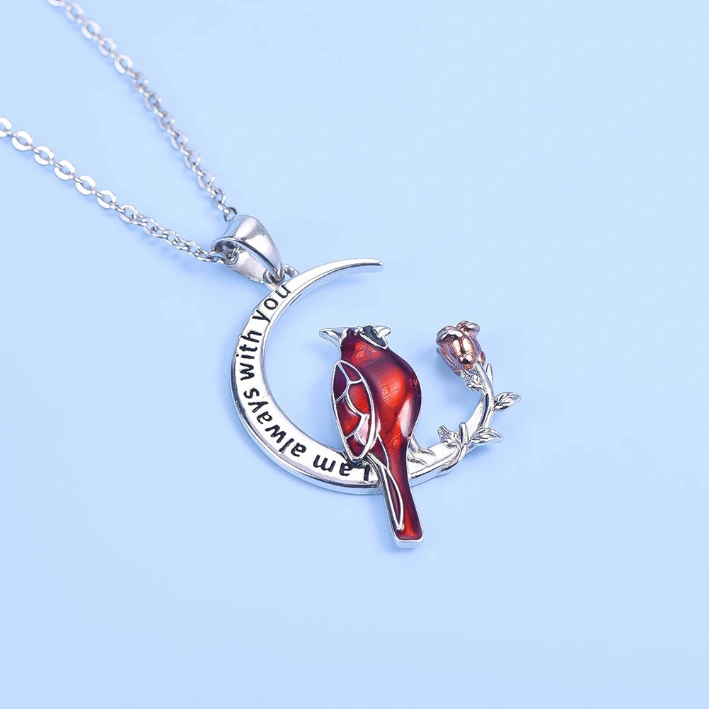 1pc Delicate Moon Shaped Bird Necklace Bird Pendant Necklace Fashion Accessory
