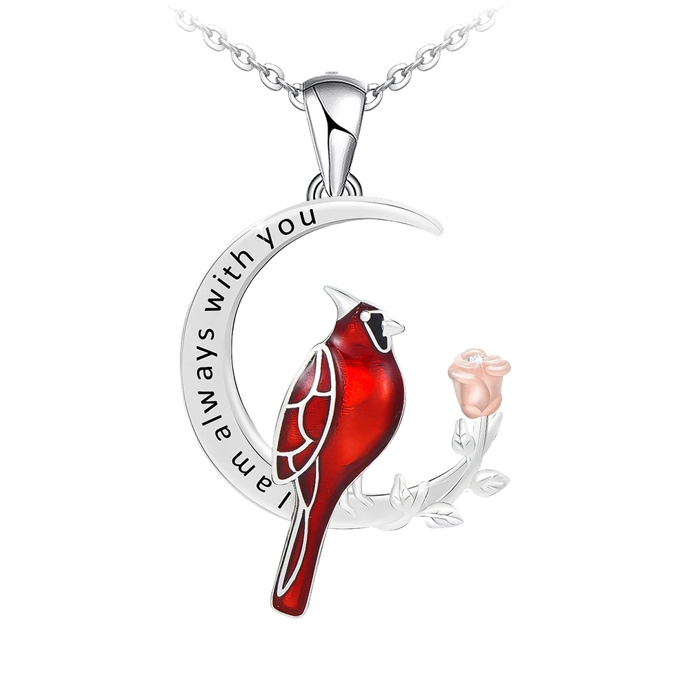 1pc Delicate Moon Shaped Bird Necklace Bird Pendant Necklace Fashion Accessory