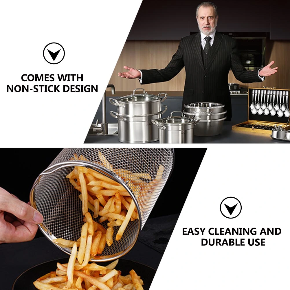 1 set of Stainless Steel Fryer Pot Household Frying Pot with Frying Basket
