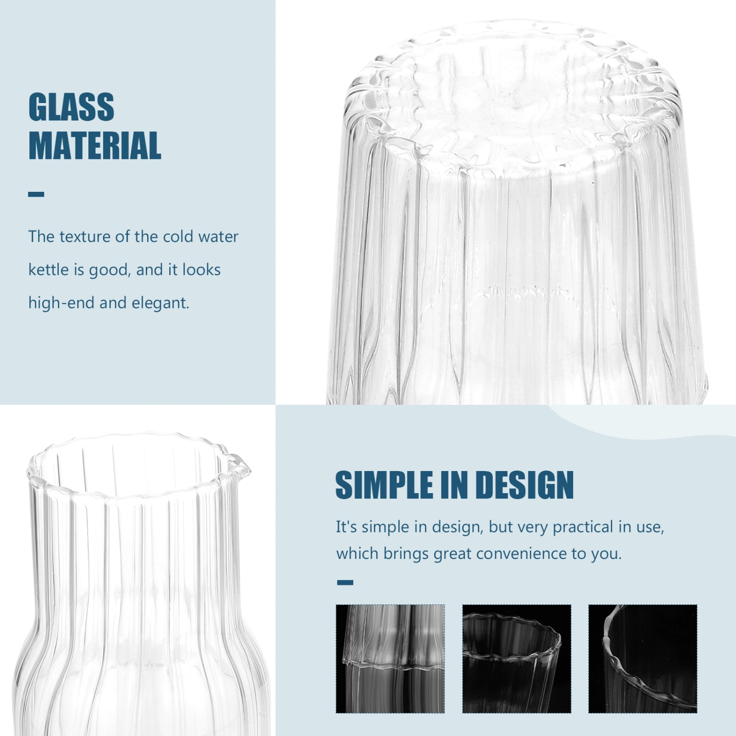 1 Set Glass Water Cooling Kettle Clear Beverage Holder Water Kettle with Cup