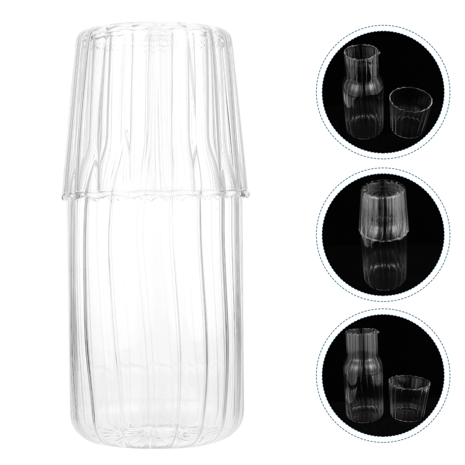 1 Set Glass Water Cooling Kettle Clear Beverage Holder Water Kettle with Cup