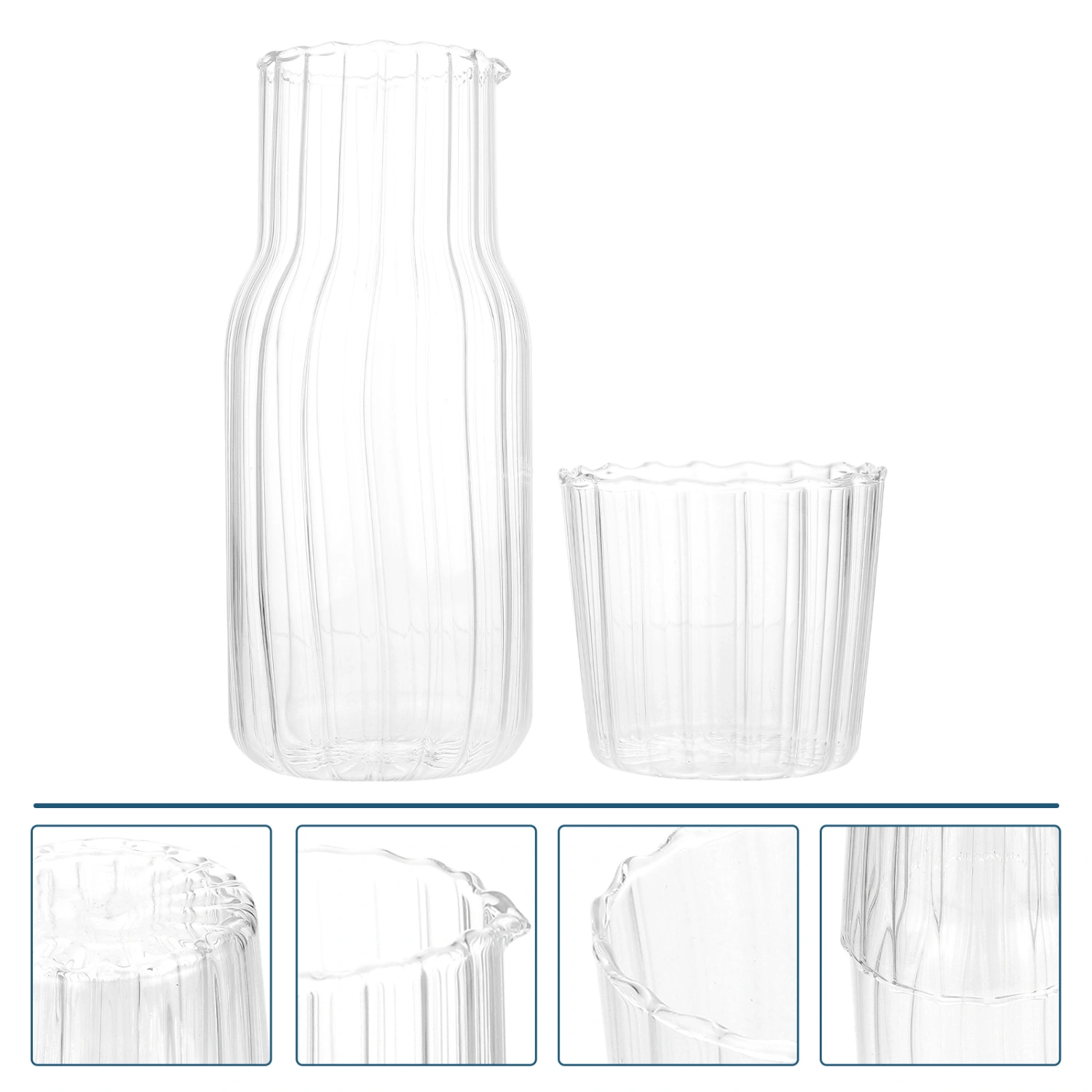1 Set Glass Water Cooling Kettle Clear Beverage Holder Water Kettle with Cup