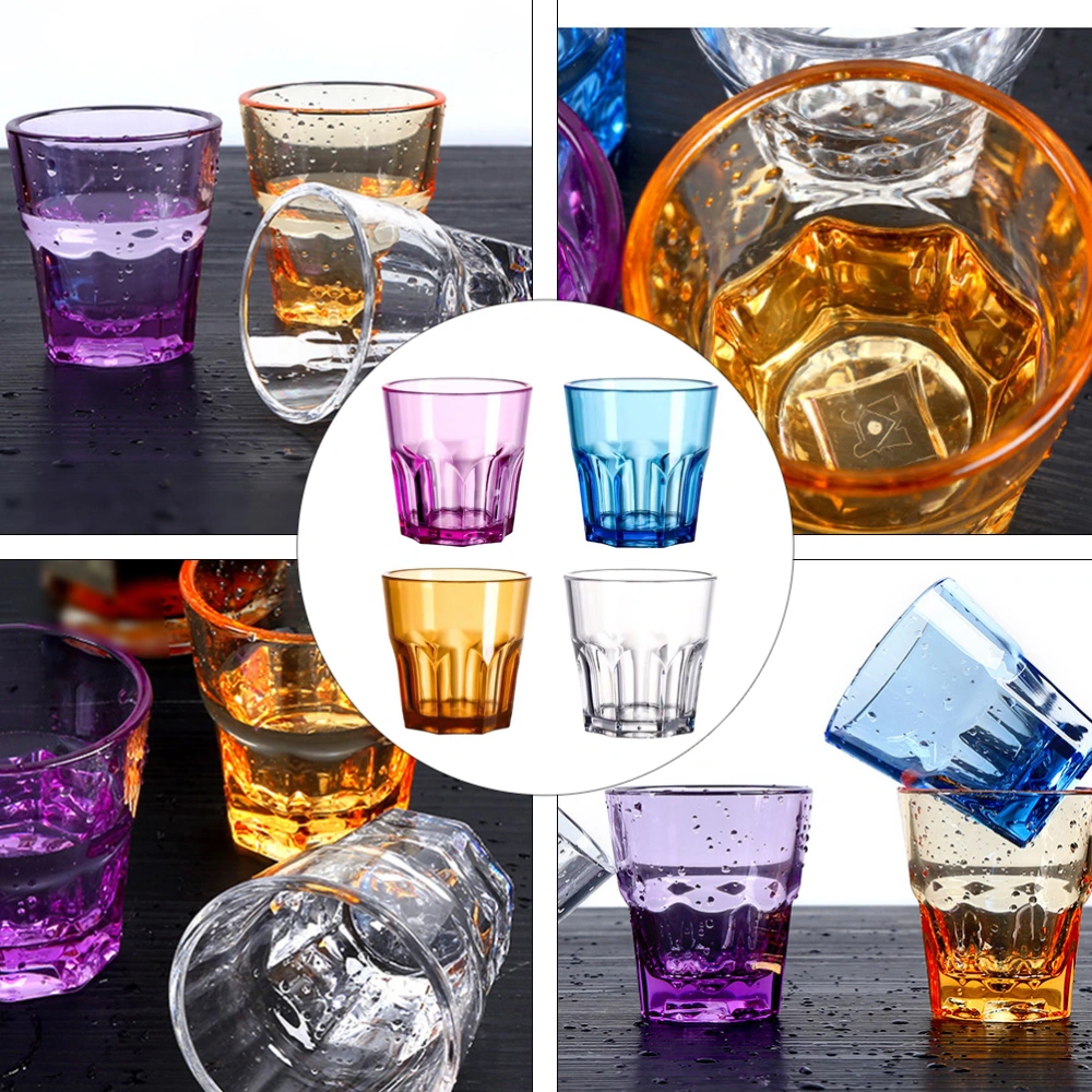 4Pcs Acrylic Transparent Cups Shatterproof Beverage Cups Octagon Cup