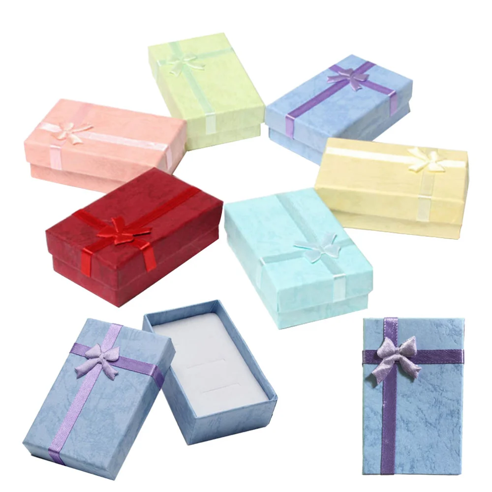 6pcs Bowknot Wrapping Box Small Gift Packing Box for Earrings Bracelets Rings Jewelry (Random Color)