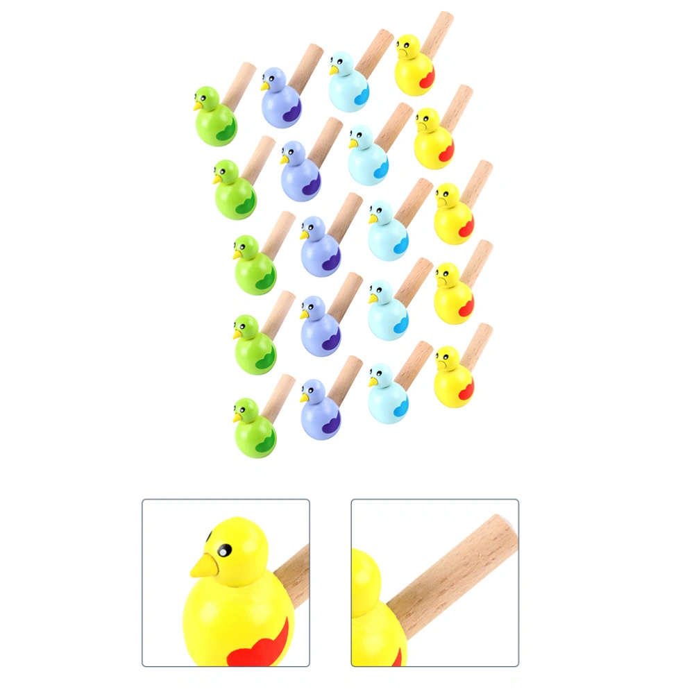 20Pcs Cartoon Bird Shaped Whistles Wooden Whistle Toys Funny Children Whistle Toys