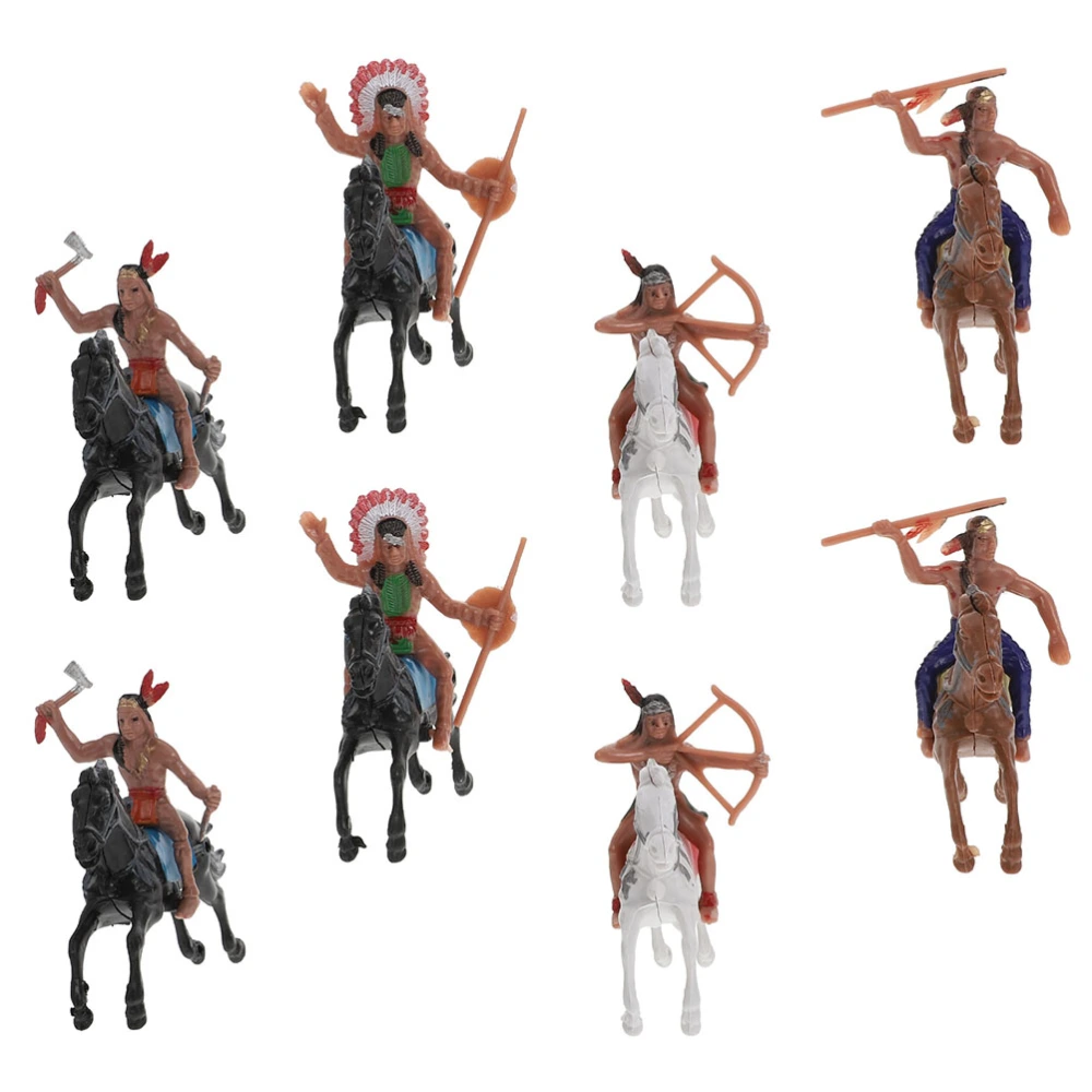 8Pcs Indian Models Horse Riding Toys Plastic Model Figure Toys (Mixed Style)