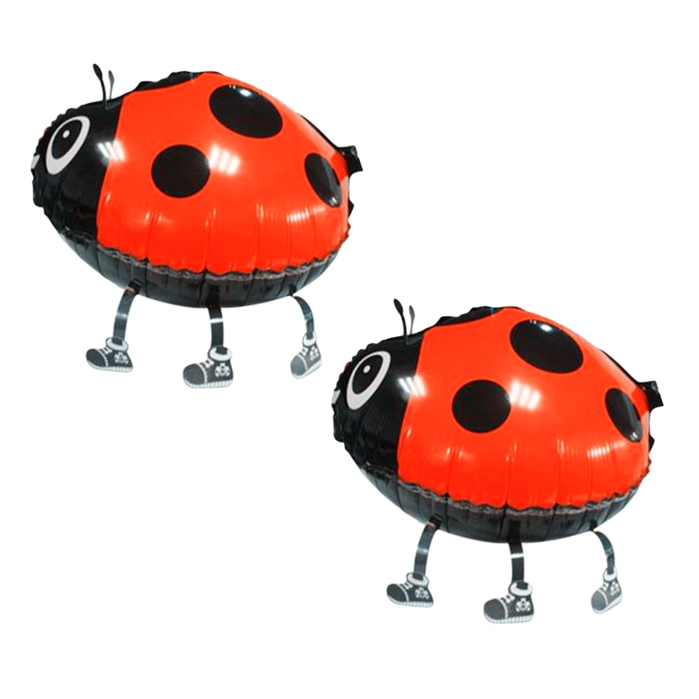 2pcs Beetle Walking Animal Balloons Aluminum Foil Air Walkers Balloons Party Supplies Decorations Kids Toy (Red)