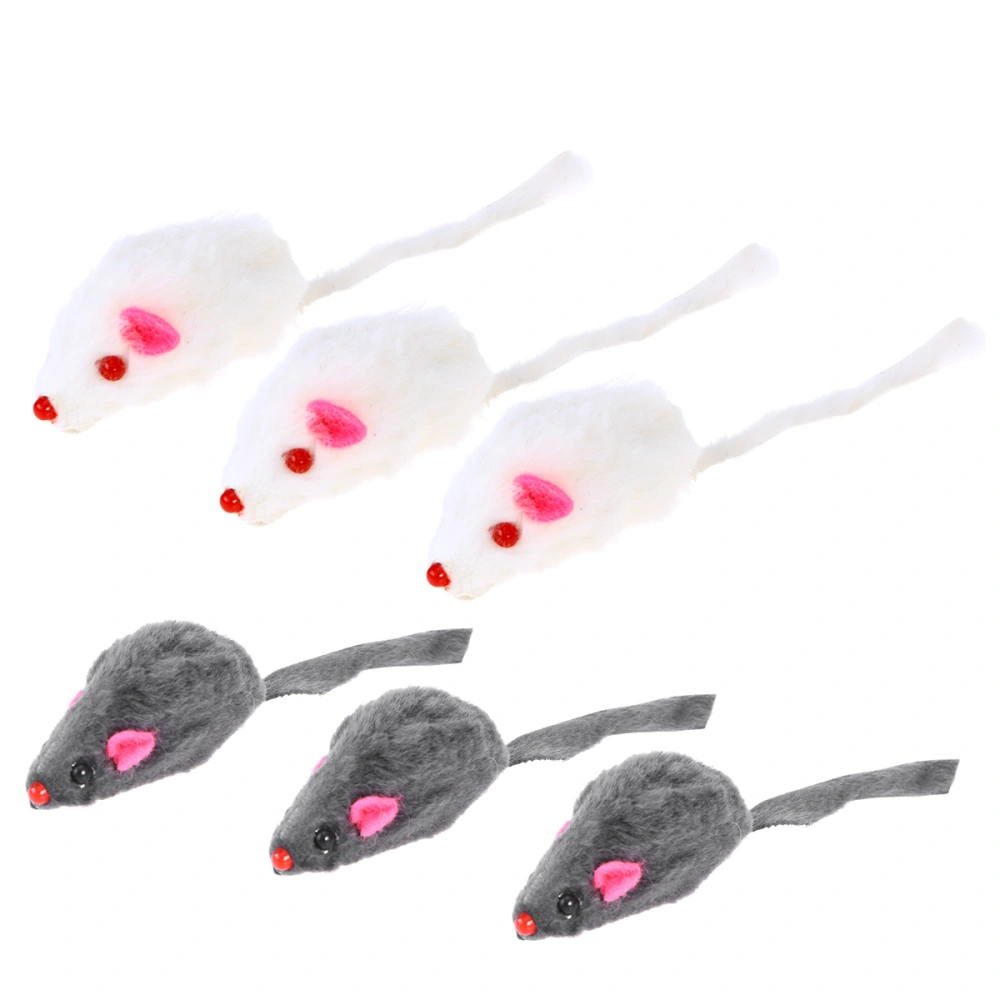 6Pcs False Mice Toys Interactive Mini Funny Mouse Toys with Sound Squeaky Toys for Pet Cats Kitty Kitten