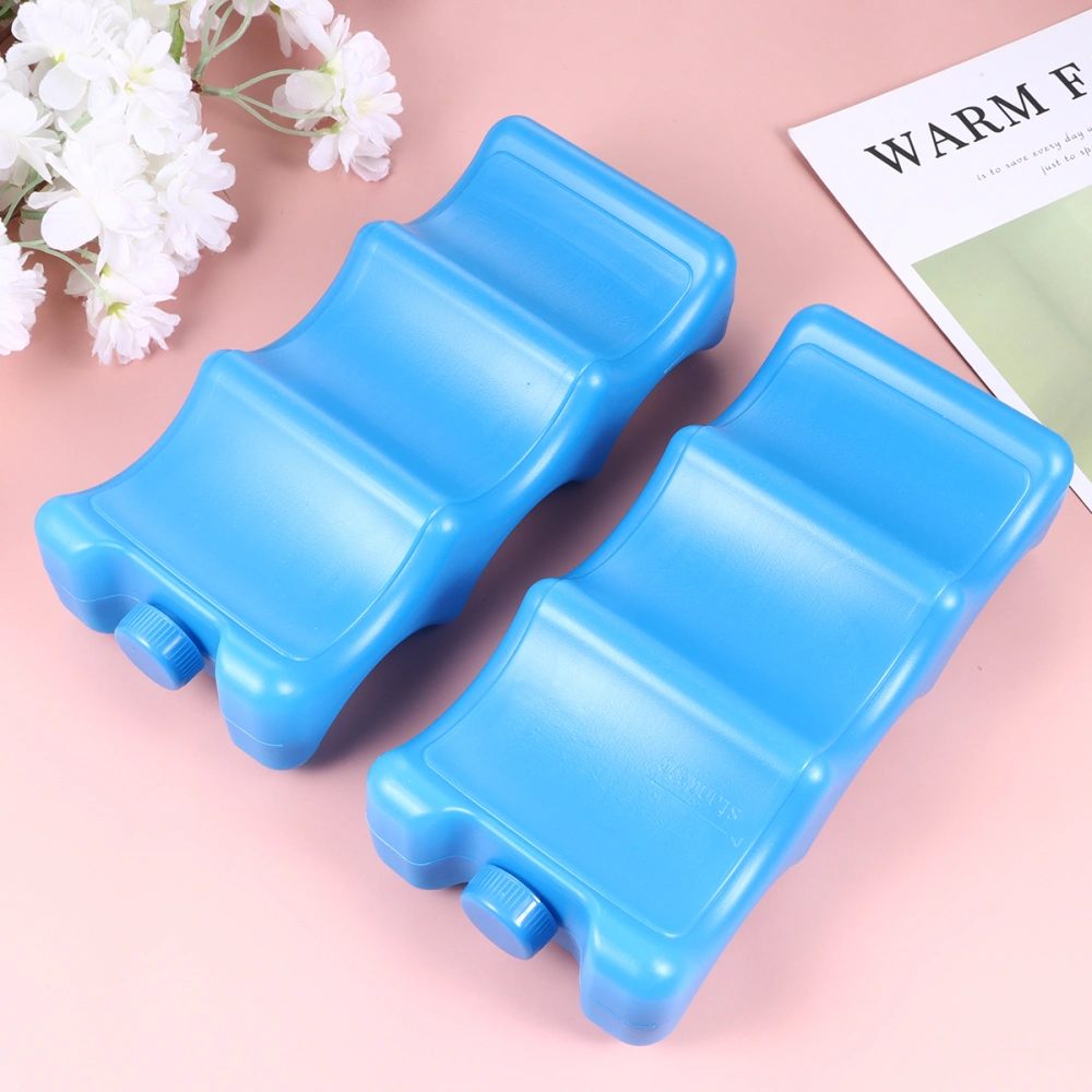 2pcs Reusable Ice Pack Wave Shape Breast Milk Storage Freezer Cooler Beverages Beer Container (Blue)