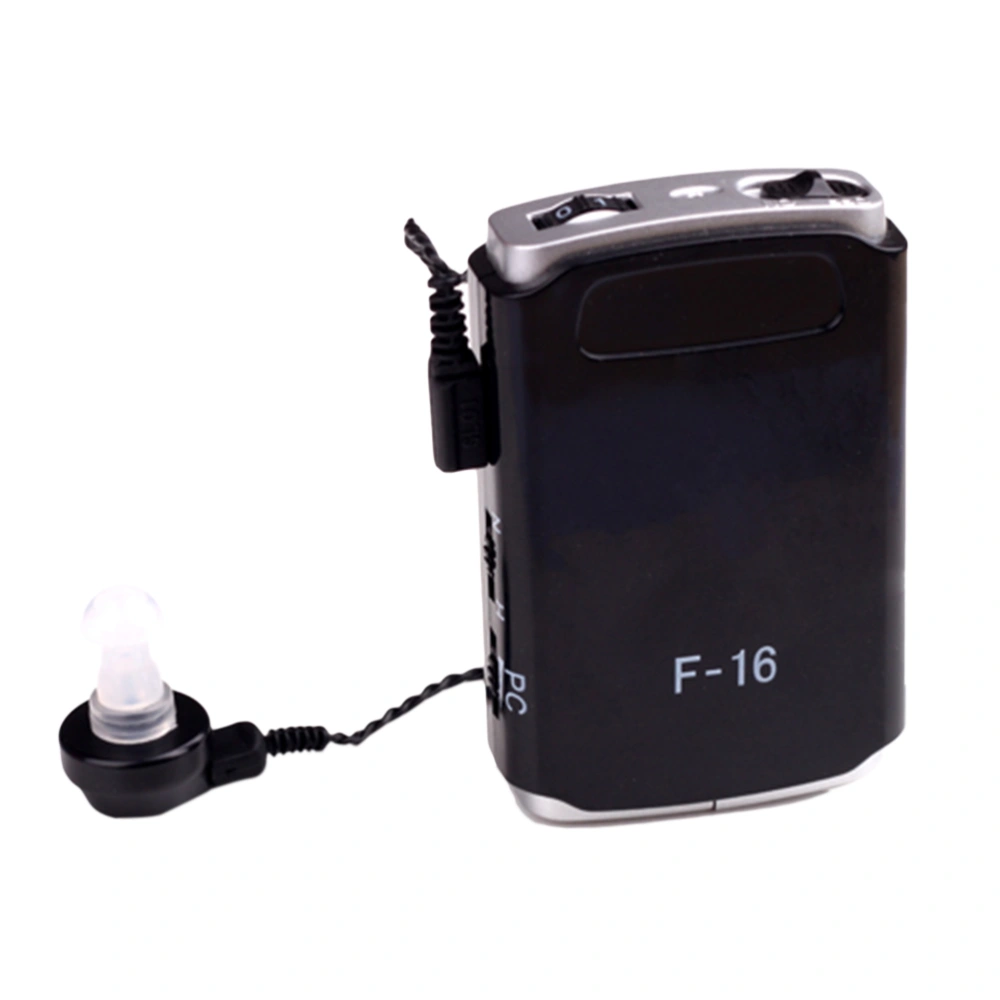 F-16 Pocket Voice Hearing Aid Sound Amplifier Adjustable Volume Control Acousticon Digital Hearing Amplifierr Device Ear Aid For Deaf Elderly Seniors (Black)