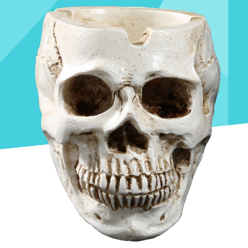 Resin Human Skull Ashtray Home Ornaments Scary Halloween Decorations Bar Decors Smoking Room Accessories