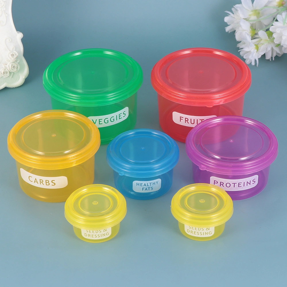 1 Set 7 Pcs Diet Portion Control Containers Fresh-keeping Food Box Multifunctional Food Storage Case (Below 300ml)