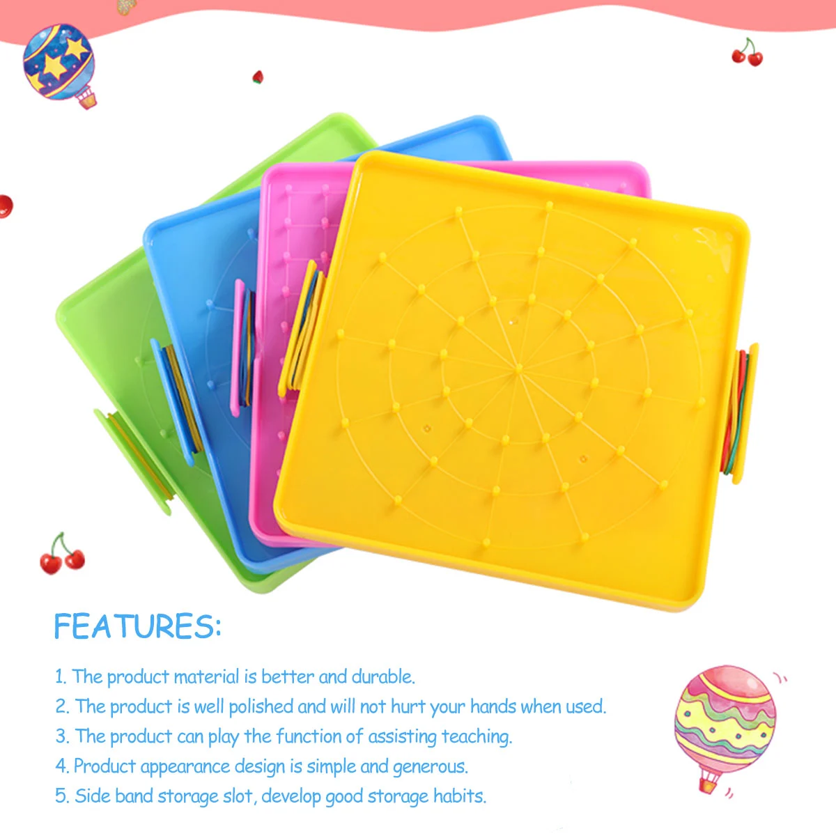 4pcs Geoboard Pegboard Plastic Nail Board Geometric Shape Learning Tools
