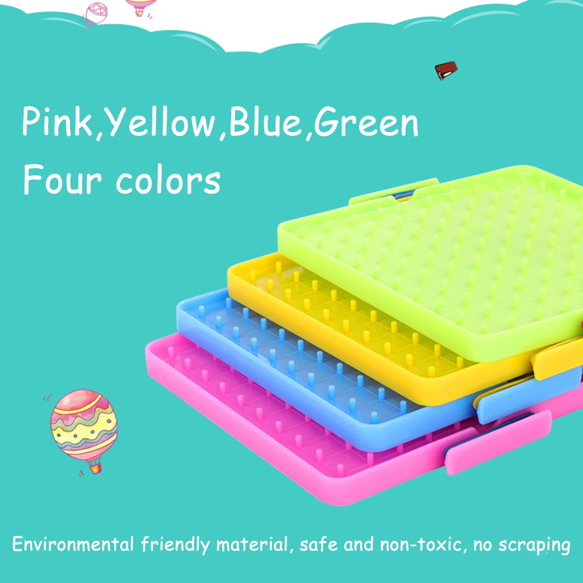 4pcs Geoboard Pegboard Plastic Nail Board Geometric Shape Learning Tools