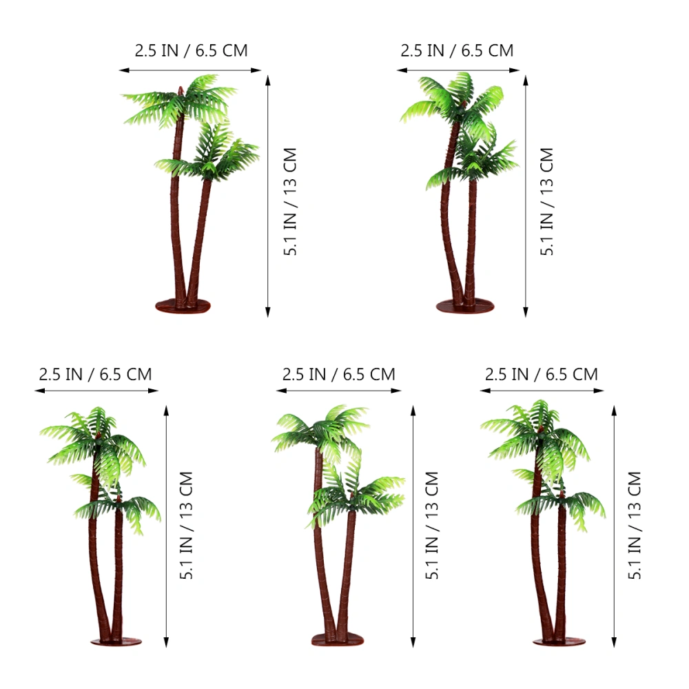 TINKSKY 5Pcs Plastic Coconut Palm Tree Miniature Plant Pots Bonsai Craft Micro Landscape DIY Decor