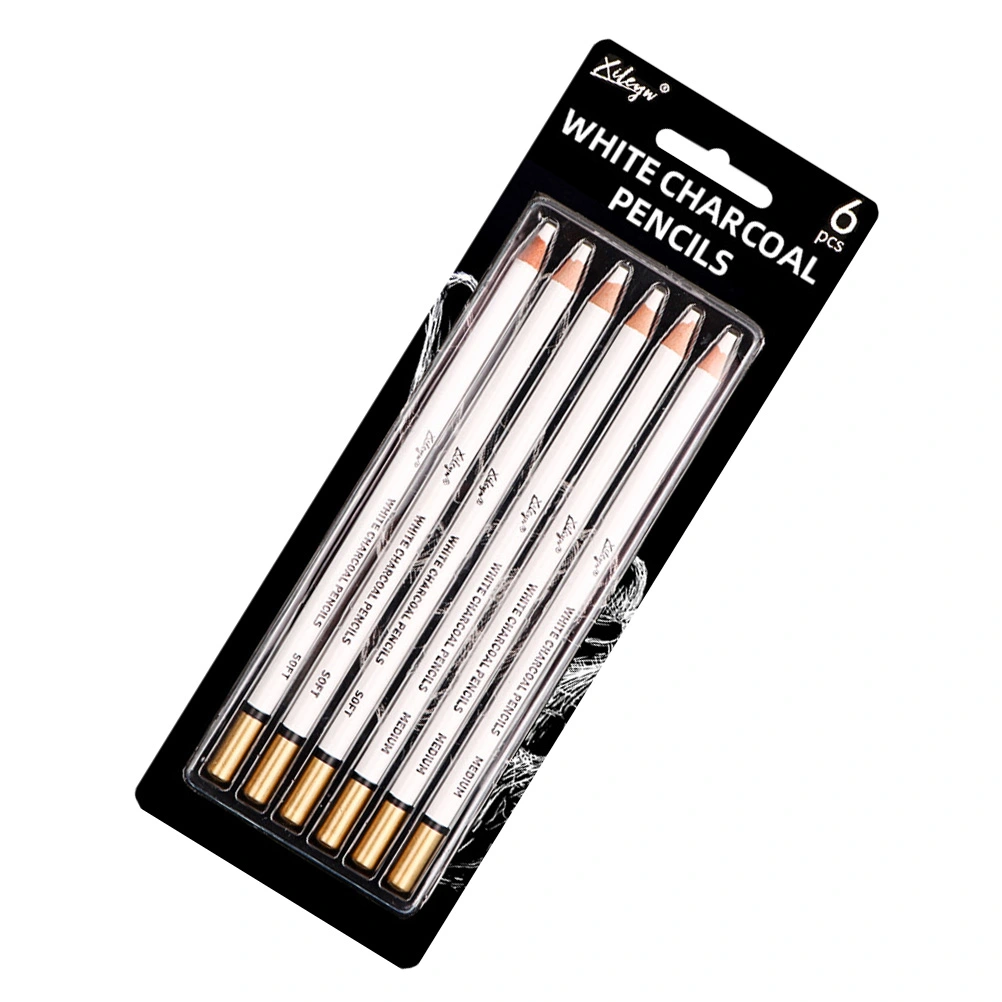 6Pcs White Charcoal Pencils Sketch White Pencils Drawing Pencils Sketching Pencils