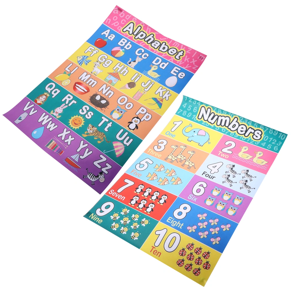 2pcs Early Educational Alphabet Mathematics Children Kids Wall Chart Poster Office School Education (30x45cm)