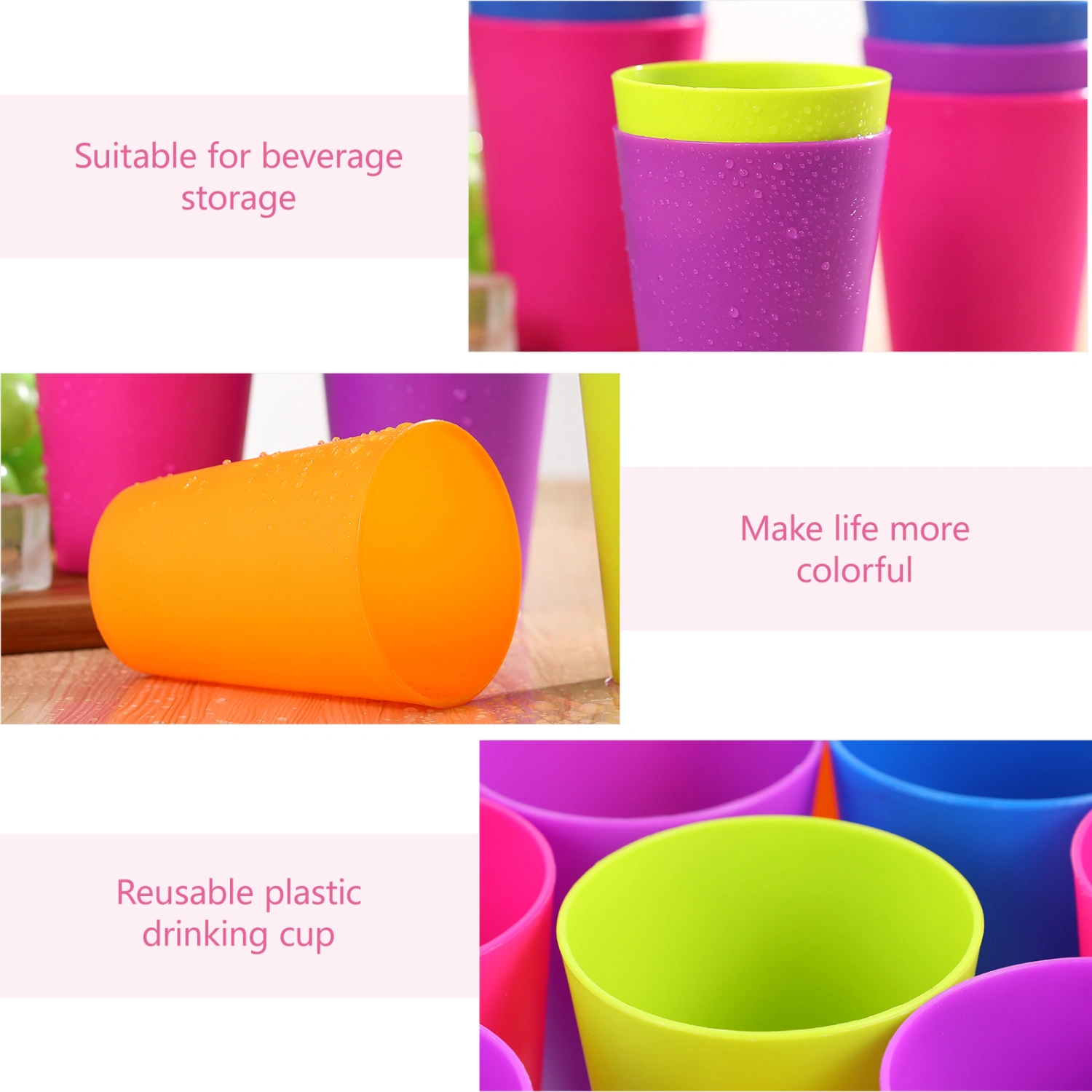 TOYMYTOY 15pcs Colorful Plastic Cups Home Beverage Drinking Cups Reusable Holiday Party Tableware and Party Supplies 101-200ml (Mixed Color)