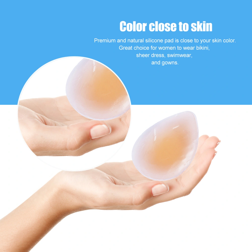 Women Bikini Pads Waterproof Silicone Pads Reusable Breast Pasties (Complexion)