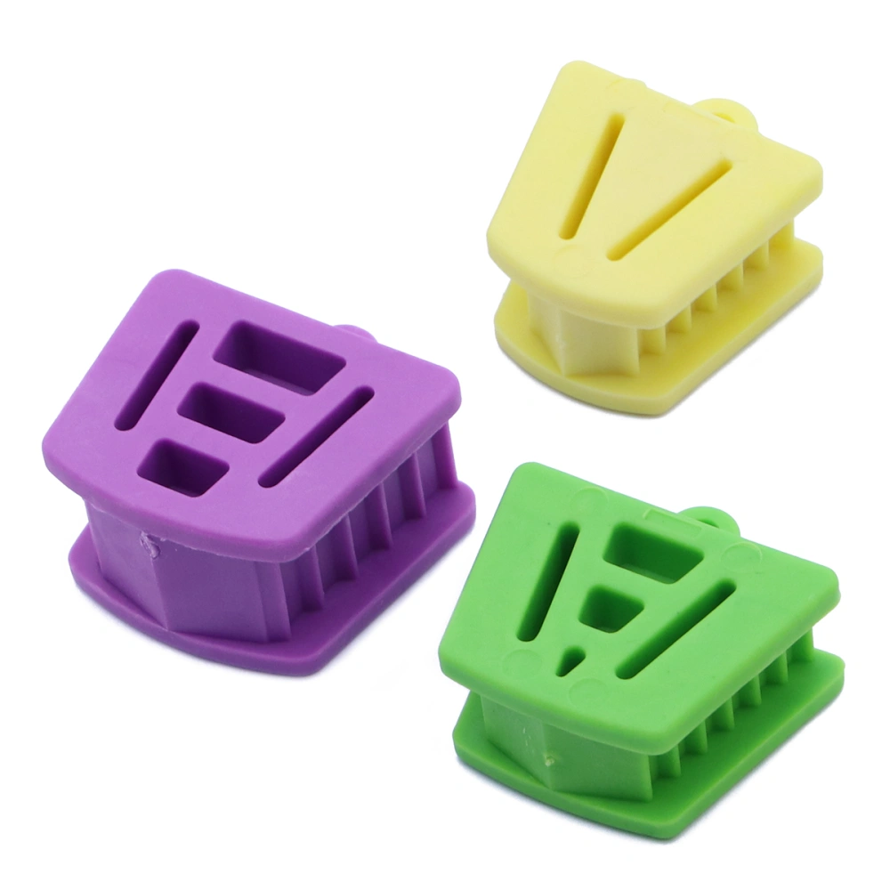 3pcs/pack Mouth Prop Bite Blocks Silicone Prop Internal Support Occlusal Pads Orthodontic Accessories (Size Small Yellow, Size Medium Green and Size Large Purple)