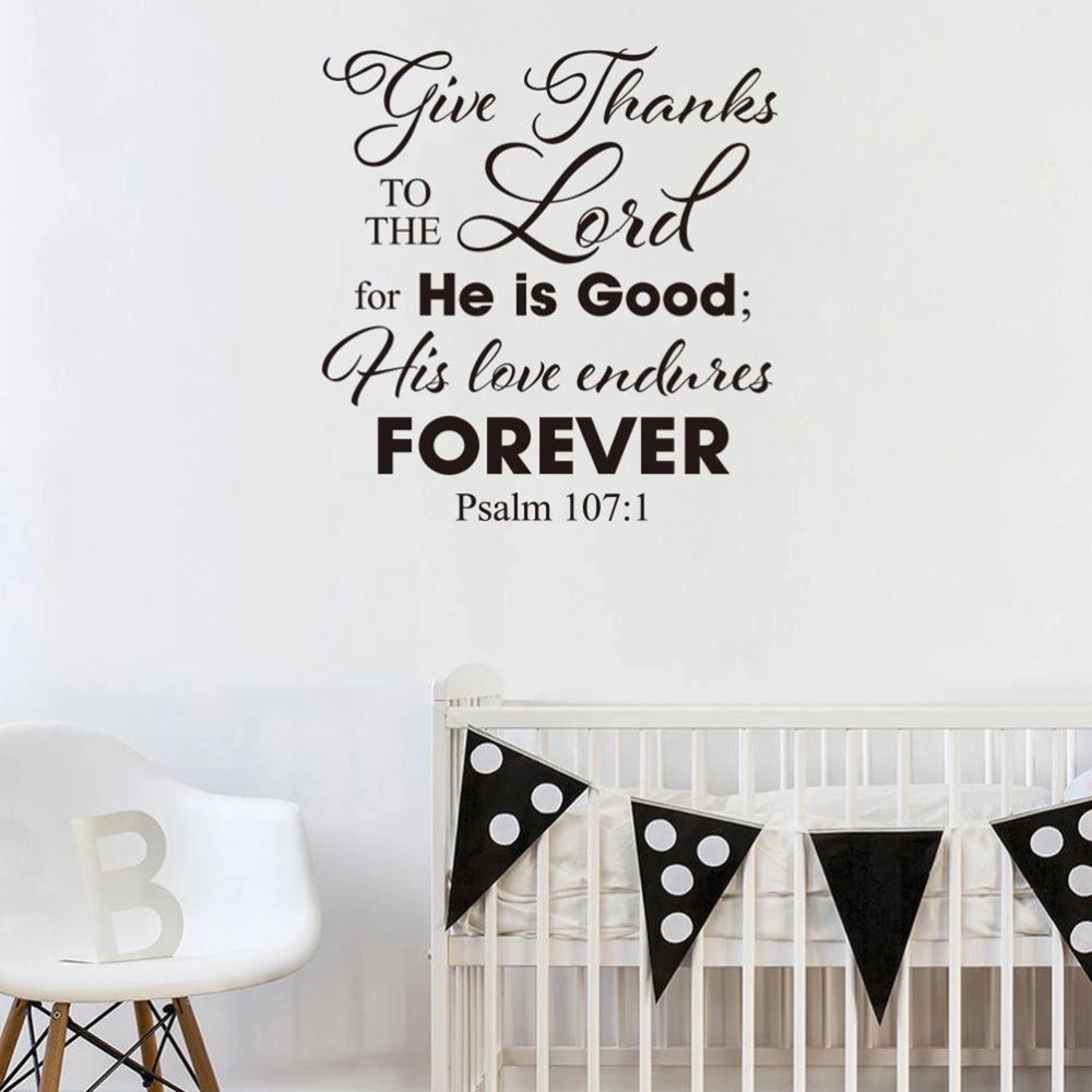 to the Lord Wall Decal Bible Verse Quote Christian Decor Psalm 107:1 Wall Sticker