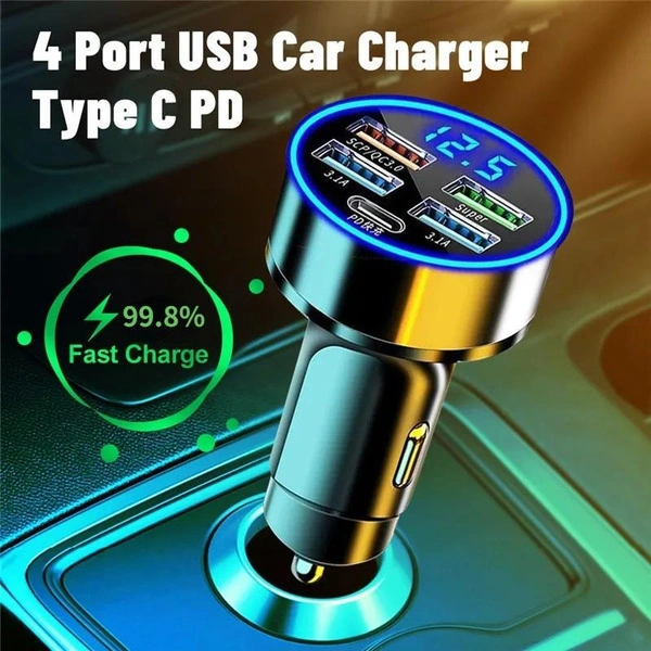 2023 NEW 4 USB Type C PD 60W Car Charger Fast Charging Adapter For iPhone 13 Pro Xiaomi Huawei Samsung Car Quick Charger