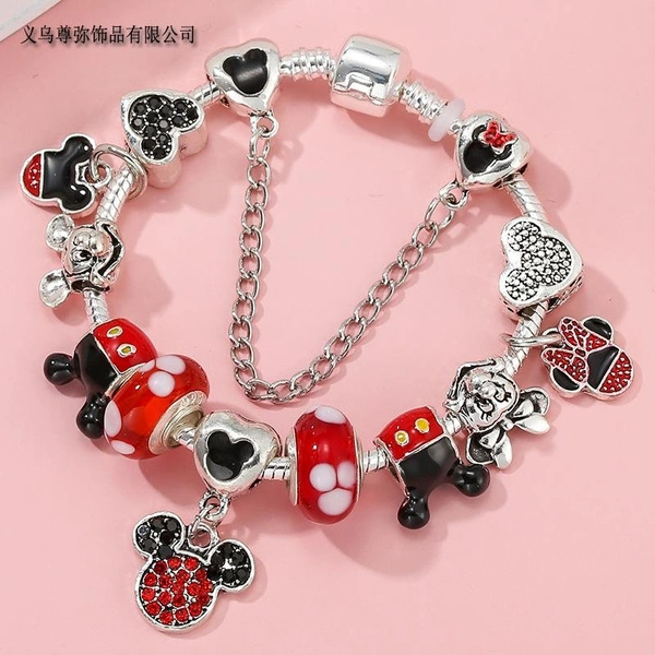 2023 New Pan's New Cartoon Character Red Mickey Mouse Bracelet DIY Beaded Cartoon Children's Bracelet