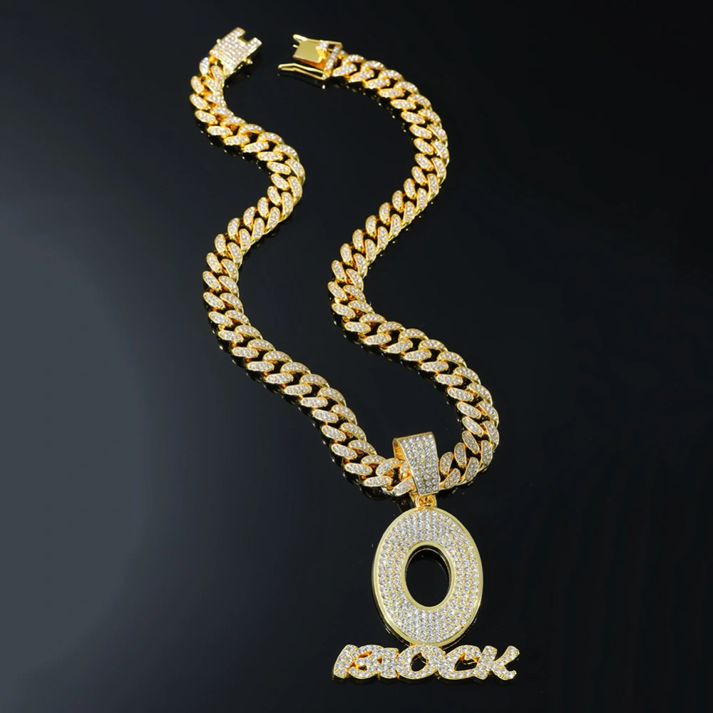 European Hip Hop Full Diamond O Letter Pendant Necklace