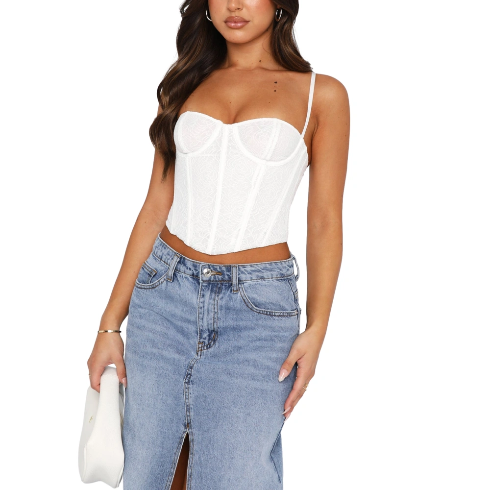 Women's Summer Fitted Bustier Tops Solid Color Sleeveless Backless Streetwear Cami Tops