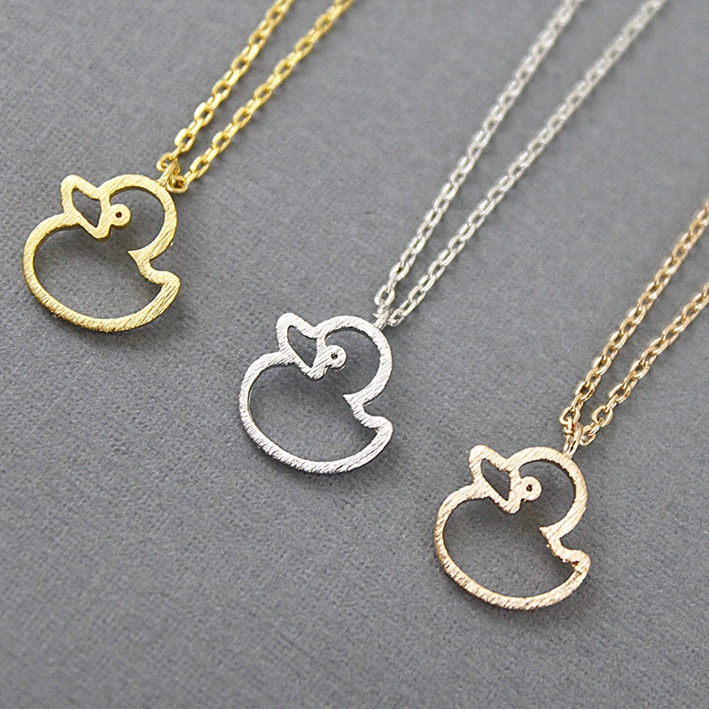 Cute Hollow Little Duck Sweet All-matching Animal X Necklace Pendant