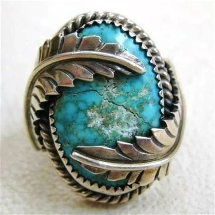 Women's Fashion Inlaid Green Turquoise Ring