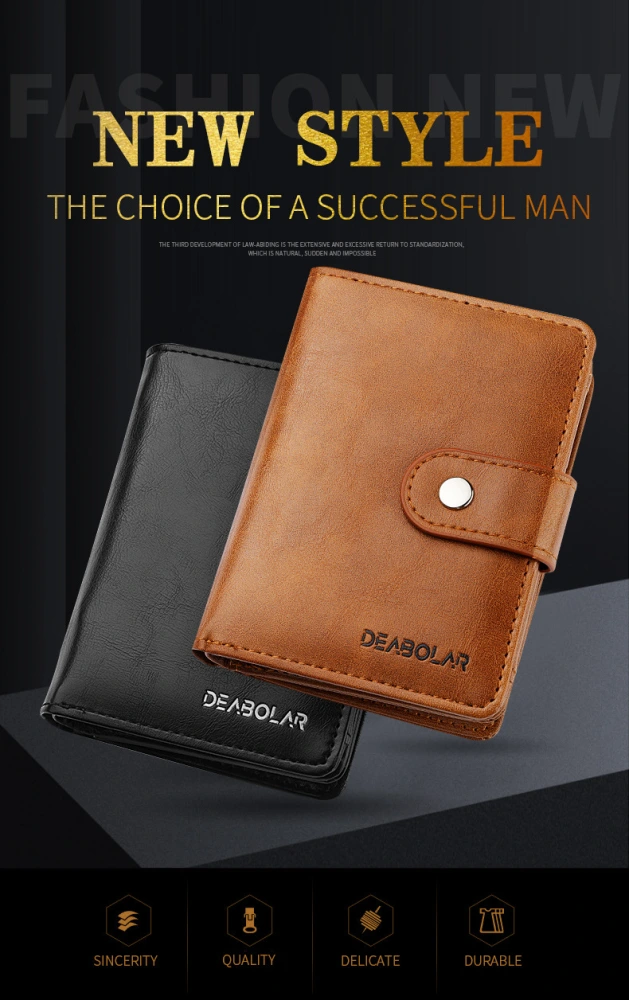 Man Purse Genuine Leather RFID Vintage Wallet Men with Coin Pocket Short Wallets Small Zipper Walet with Card Holders