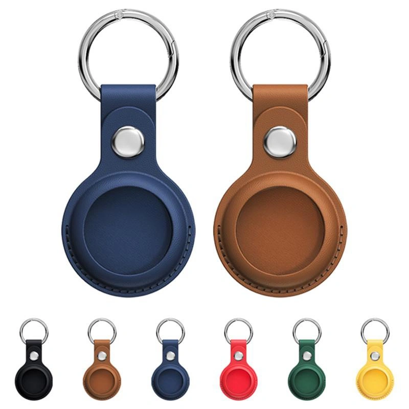 1Pcs Leather Keychain for Apple Airtags Case Protective Cover Bumper Shell Tracker Accessories Anti-scratch Air Tag Key Ring Holder