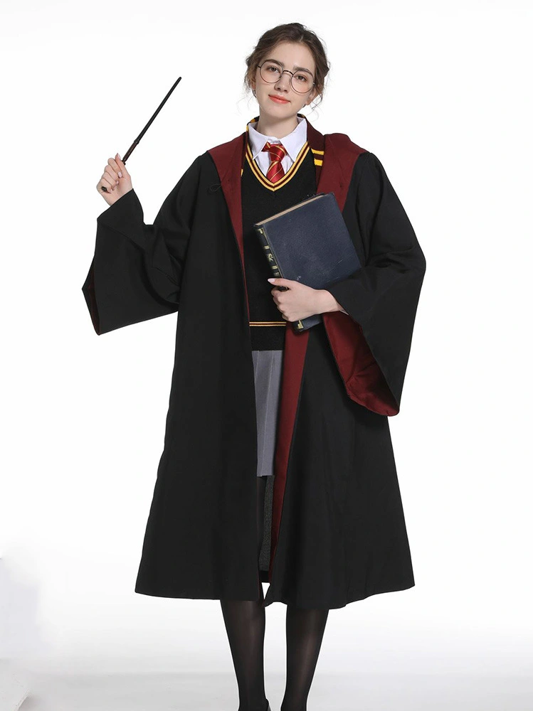 Magic Witchcraft Wizard Kostüm Robe Hexenkostüm Cosplay Roben Performance Kleidung Schuluniformen Umhang mit Geschenk Krawatte für Frauen Männer Erwachsene Kinder Halloween Weihnachtsfeier