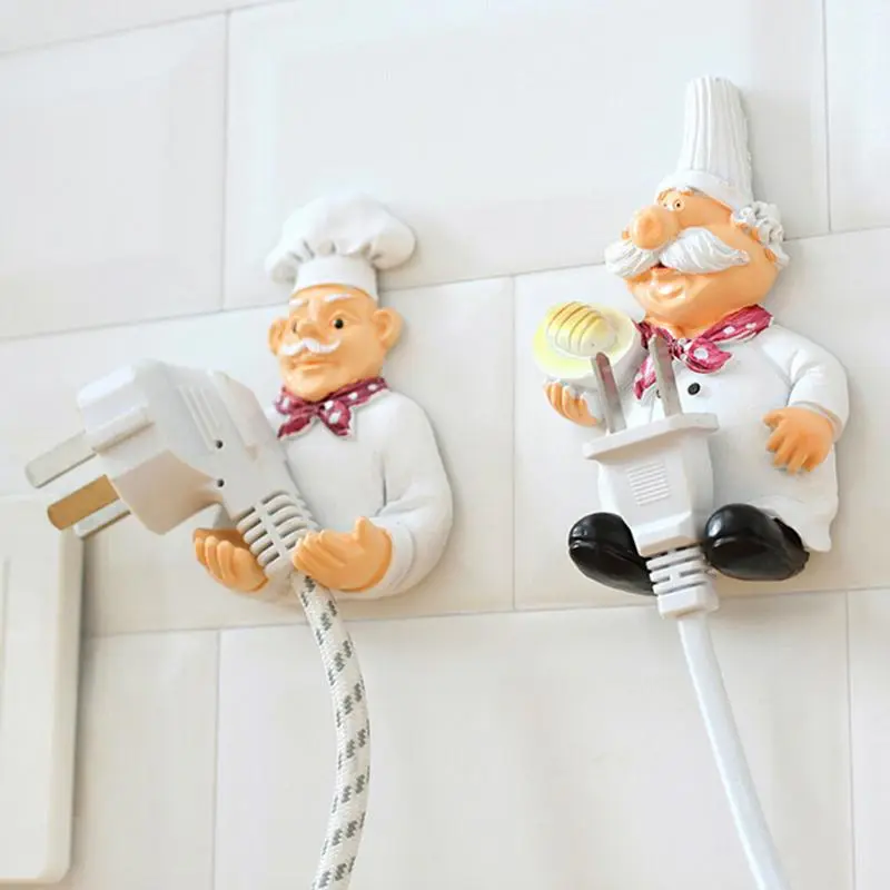 Cook Chef Outlet Plug Holder Cord Storage Rack Decorative Wall Shelf Key Creative Hook Home Decor