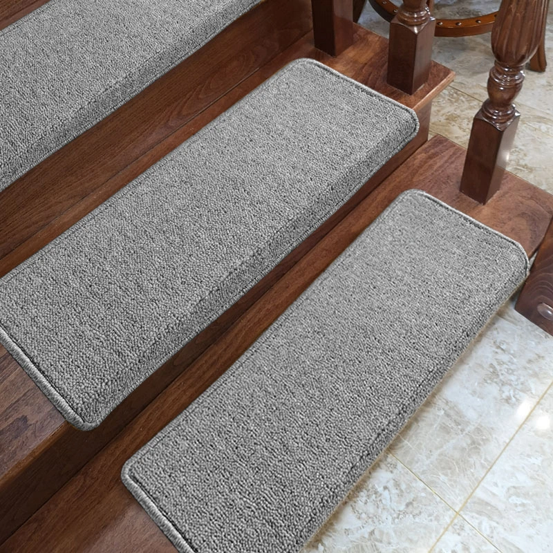 Single Plain Gray Velvet Thin Stair Mat Non-slip