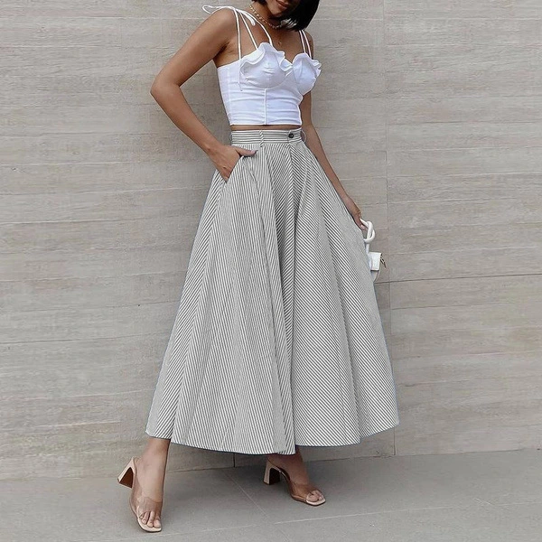 Women's Fashion Summer Stripes Long Dress